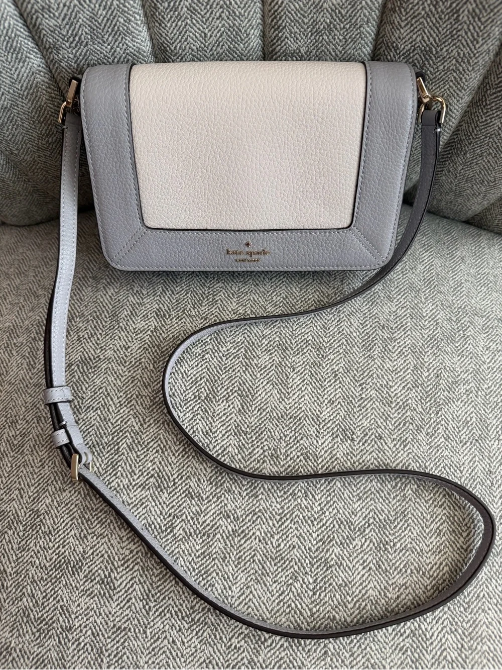kate spade Two-Tone Gray and Cream Pebbled Leather Crossbody
